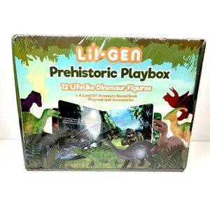 NEW! Li'l-Gen Prehistoric Play Box 12 Dinosaur Toys, Sound Book, Mat & More (3+)
